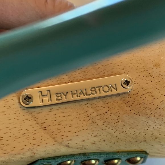 H by Halston Emma Heels In Blue Cloudy Color and Wood! - Picture 8 of 16